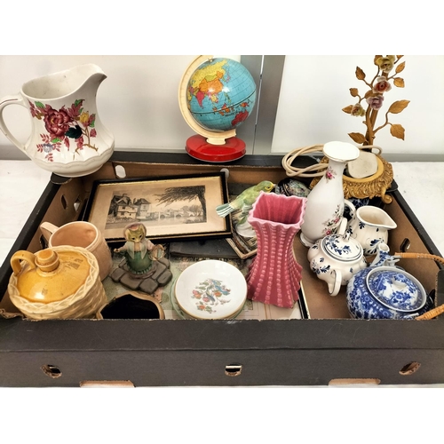 714 - Box of Assorted Items to include Small Globe, Vases, Lamp Base, etc.