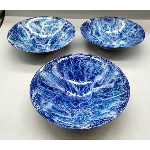 721 - Blakeney Ironstone Blue and White Bowls (3). 20cm Diameter.