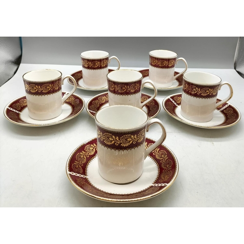 867 - Elizabethan China Mugs and Saucers (6) in the 'Burgundy' Pattern.