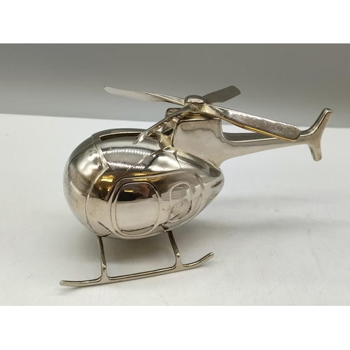 918 - Decorative Silver Plate Trinket Box plus Helicopter Moneybox.