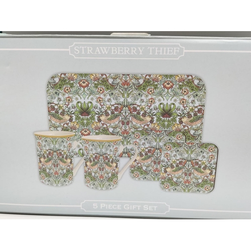 328 - William Morris 'Strawberry Thief' 5 Piece Mug Set. Boxed.