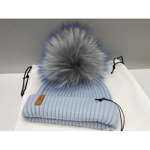 348 - BKLYN Bobble Hat - Blue. RRP £65. New