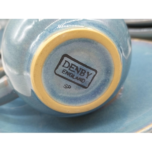 479 - Denby Blue Demi Tasse Coffee Cans and Saucers (8).