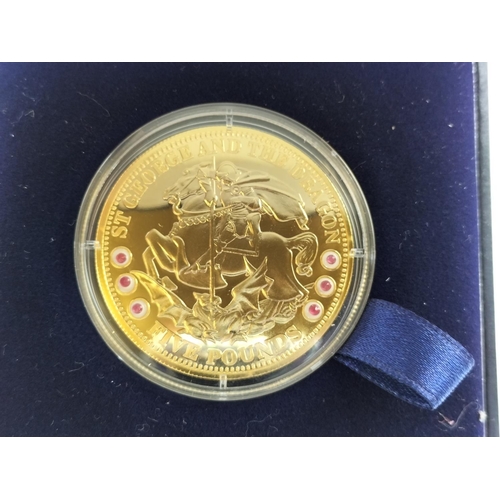 798 - Gold Plated on Sterling Silver 'St George and the Dragon' £5 Coin. Mintage Limit 4999. 28.28 Grams. ... 