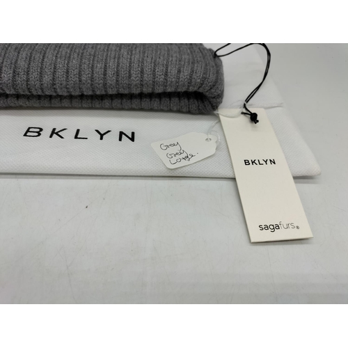 885A - BKLYN Bobble Hat - Grey. RRP £65. New