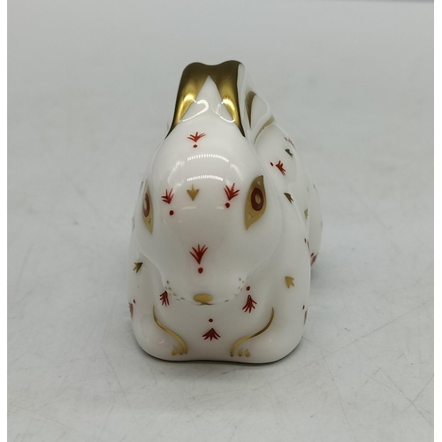 246 - Royal Crown Derby Paperweight 'Baby Red Rabbit' with Gold Stopper. Boxed.