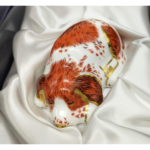 268 - Royal Crown Derby Paperweight 'Puppy' with Gold Stopper. Boxed.