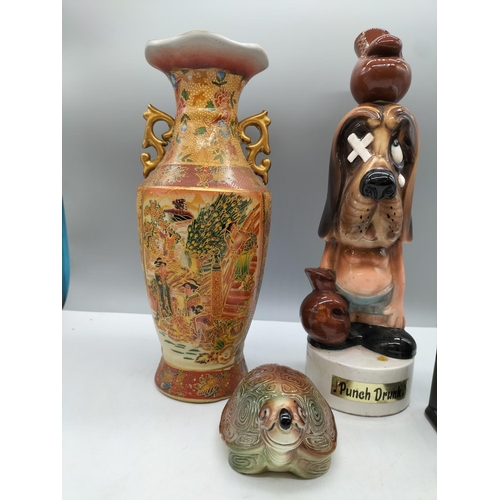 357 - 4 x Assorted Pottery Items including Vase, Decanter, etc.