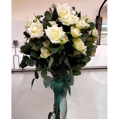 403 - Artificial White Standard Rose Bush 130cm High. Wedding Venue Dressing. This Lot is Collection Only.