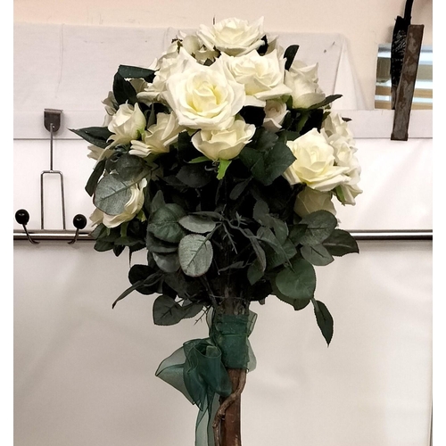 404 - Artificial White Standard Rose Bush 130cm High. Wedding Venue Dressing. This Lot is Collection Only.