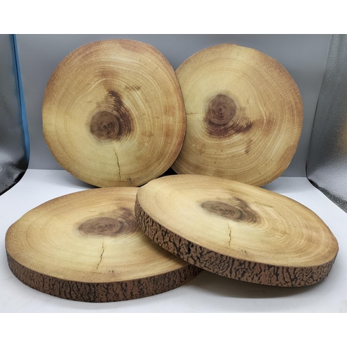 481 - Large Wooden Slice Table Centre Mats (4). 28cm Diameter.