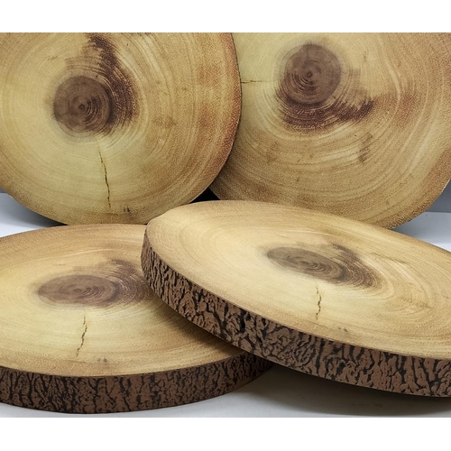 481 - Large Wooden Slice Table Centre Mats (4). 28cm Diameter.