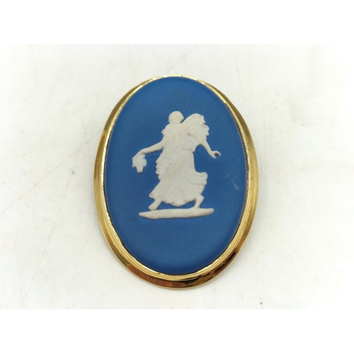 738 - Wedgwood Oval Jasper 'Dancing Hours' Brooch.