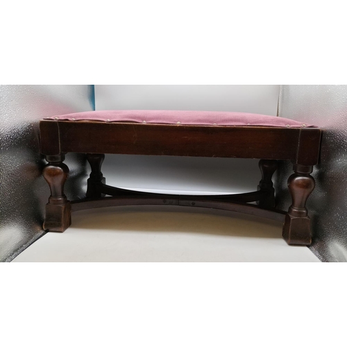 834 - Mahogany Upholstered Stool. 63cm x 30cm x 27cm.