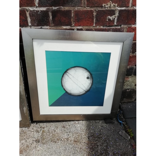 843 - Pair of Contemporary Framed Sporting Ball Prints. 64cm Square.