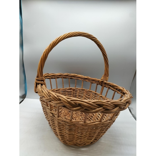 893 - Wicker Basket. 38cm High, 42cm x 32cm