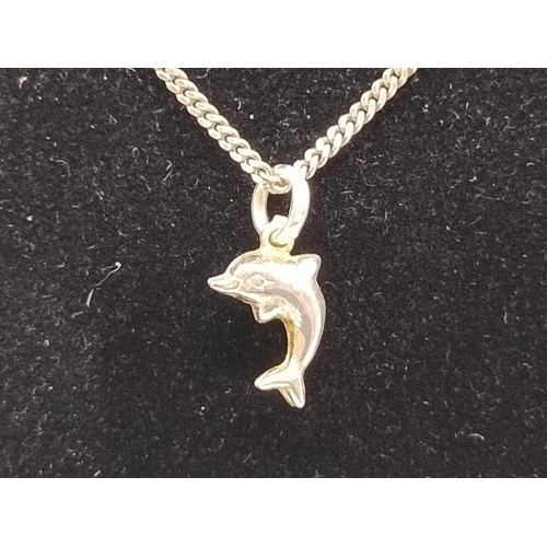 750 - 925 Silver Necklace with Dolphin Pendant.