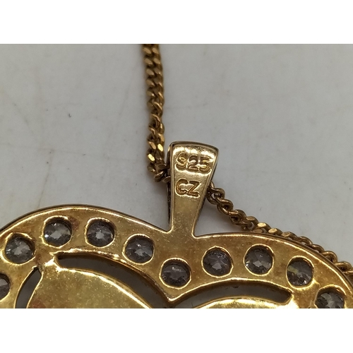 752 - Gold Plated 925 Silver 'Mum' Pendant on Chain.