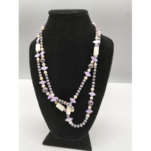 755 - Real Pearl and Mother of Pearl Necklace with Certificate of Authenticity.