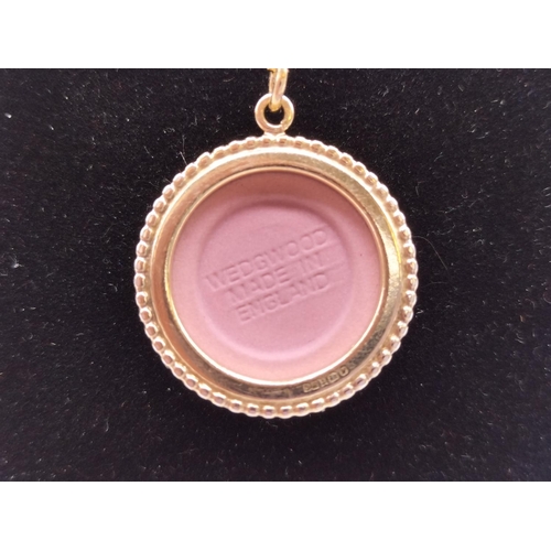 781 - Wedgwood Pink Jasper Pendant, Gold Plate on Hallmarked Silver.