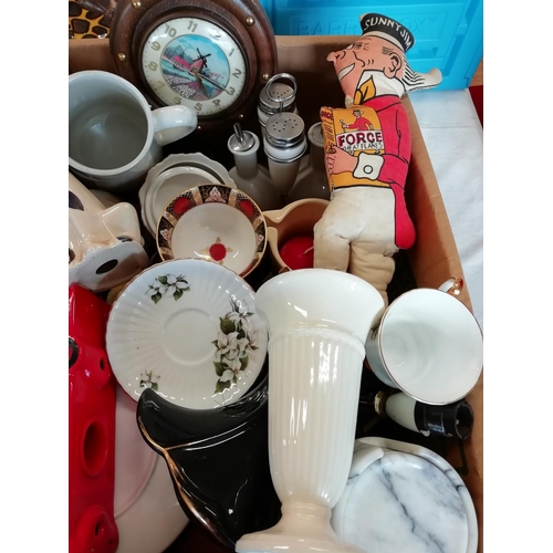 850 - Box of Mixed Pottery, Glass and Wooden Items, etc.