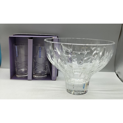 913 - Stuart Crystal Glass Bowl plus 2 x Edinburgh Crystal Glasses.