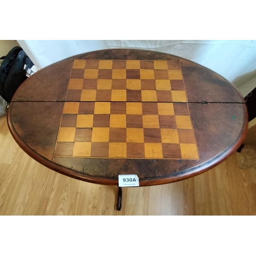 930A - Old Wooden Games Table in Need of Restoration. 70cm High, 57cm x 40cm. This Lot is Collection Only.