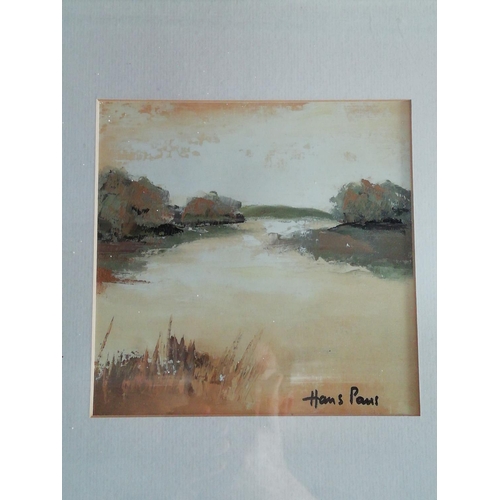 933 - Framed and Mounted Hans Paus Print of a Landscape Scene. 43cm x 43cm.