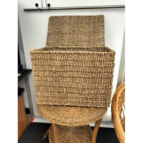 942 - Wicker Table, Wicker Chair and Wicker Box. This Lot is Collection Only.