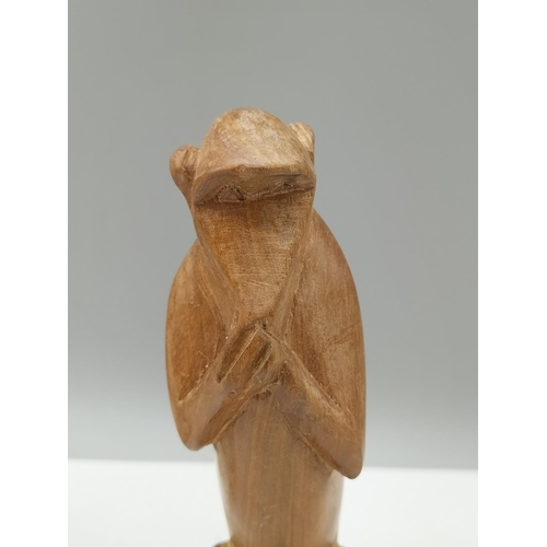 944 - Set of Carved 'Hear No, See No, Speak No Evil' Monkeys. 15cm High.