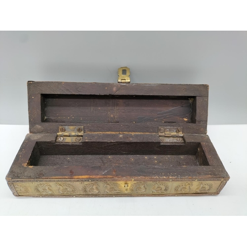 945 - Wooden Boxes with Brass Inlay (2). Longest being 18cm.