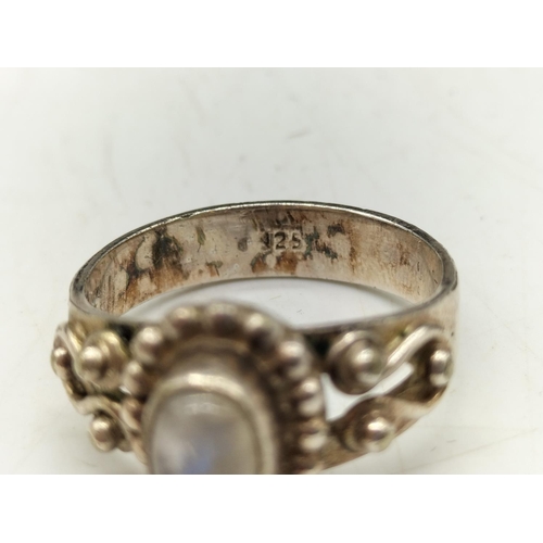 988 - 925 Silver and Moonstone Ring.