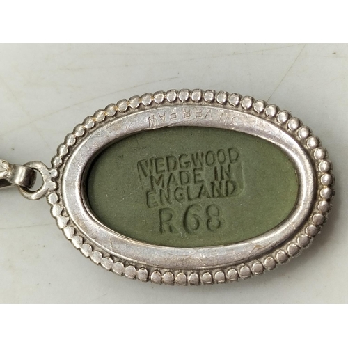 146 - Wedgwood Green Jasper and Silver Pendant.