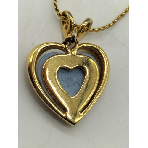 147 - Wedgwood Blue Heart Design Necklace. 2cm x 2cm on 18