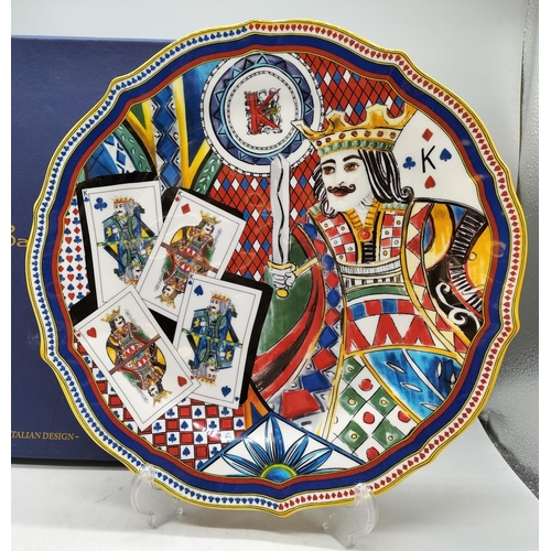 149 - Baci Milan 35cm Multi Coloured Blue Ceramic Charger. Boxed.