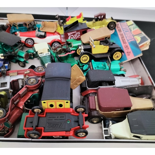 145 - Quantity of Vintage Play Worn Matchbox Die Cast Cars plus Manuals.