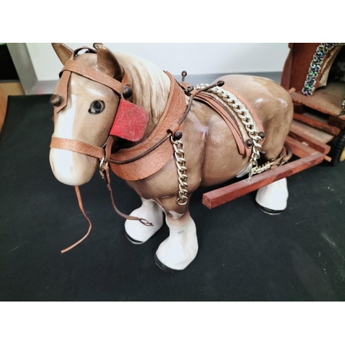 18 - Gypsy Caravan and Horse Figure. Overall Length 66cm.