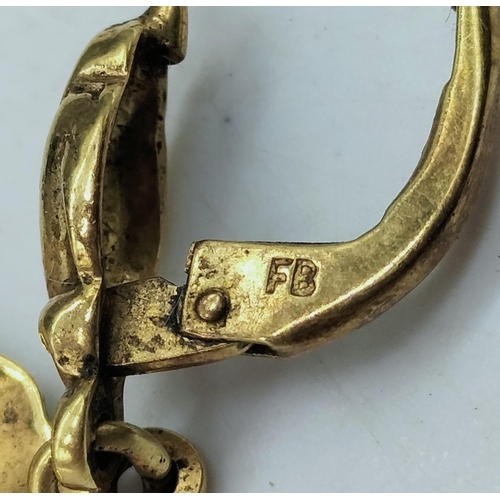 34 - 9ct Gold and Amethyst Earrings. 2.72 grams. All Gold and Stones Tested.