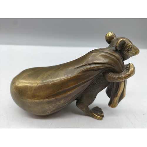 45A - Chinese Signed Bronze Rat Figure. 8cm High x 14cm Long.