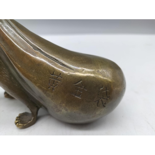 45A - Chinese Signed Bronze Rat Figure. 8cm High x 14cm Long.