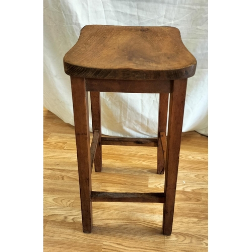 514 - Old School Wooden Stool. 67cm x 29cm x 31cm. This Lot is Collection Only.