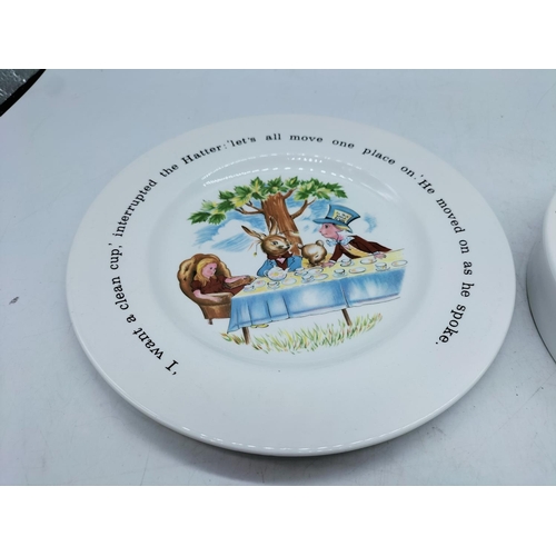 71 - Johnson Brothers 'Alice in Wonderland' Plate, Porringer and Egg Cup.