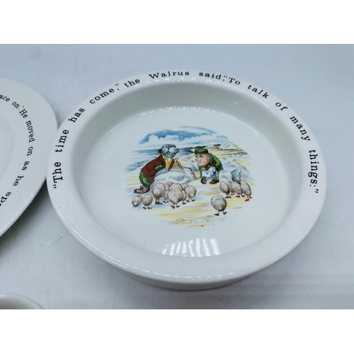 71 - Johnson Brothers 'Alice in Wonderland' Plate, Porringer and Egg Cup.