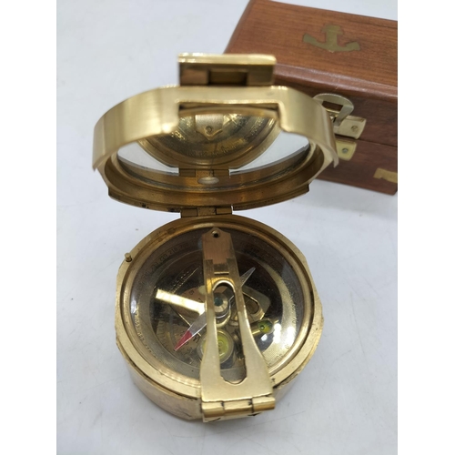 81 - Brass Compass in Nautical Design Box.