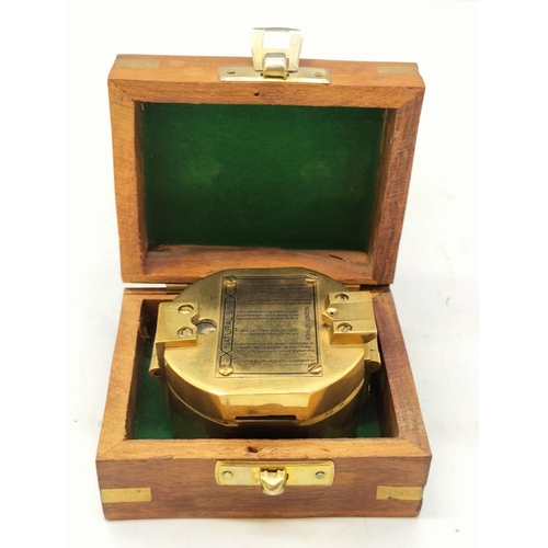 81 - Brass Compass in Nautical Design Box.