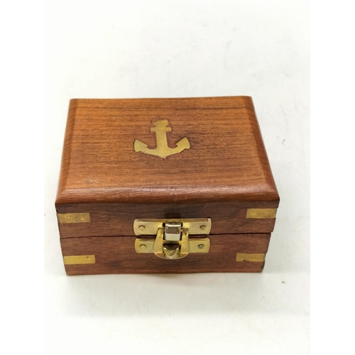 81 - Brass Compass in Nautical Design Box.