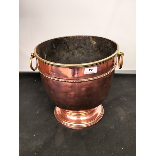 27 - Heavy Gauge Copper/Brass Ice Bucket. 30cm High, 30cm Diameter.