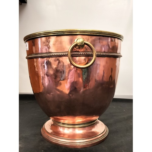 27 - Heavy Gauge Copper/Brass Ice Bucket. 30cm High, 30cm Diameter.