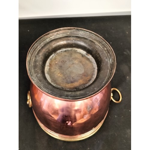 27 - Heavy Gauge Copper/Brass Ice Bucket. 30cm High, 30cm Diameter.