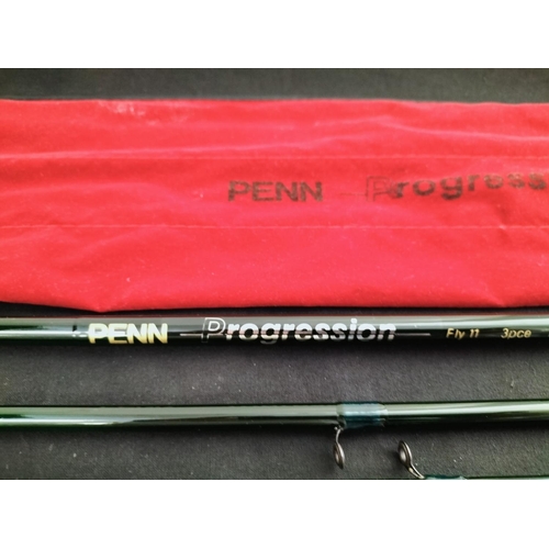 368 - Penn Progression Fly II 3 Piece Aftma 6-8 Fly Rod with 40 x Wet and 20 x Dry Flies.